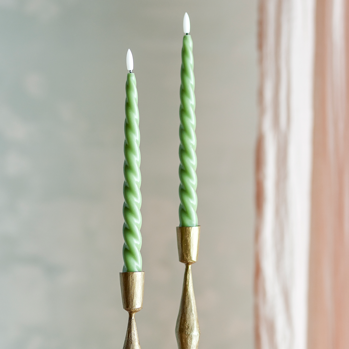 LED Dinner Candles Set, Green