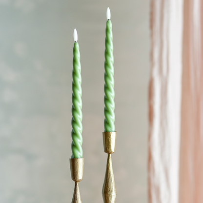 LED Dinner Candles Set, Green