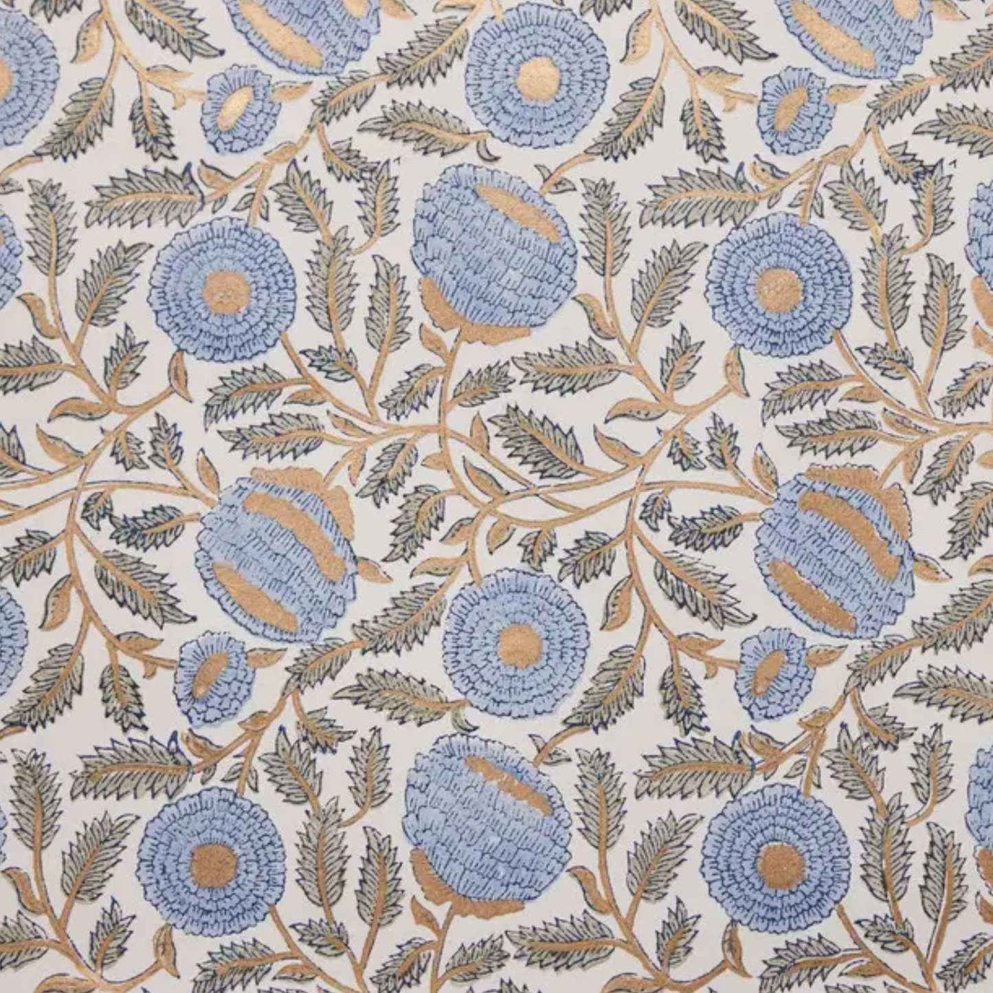 Blue & Gold Marigold Wrapping Paper