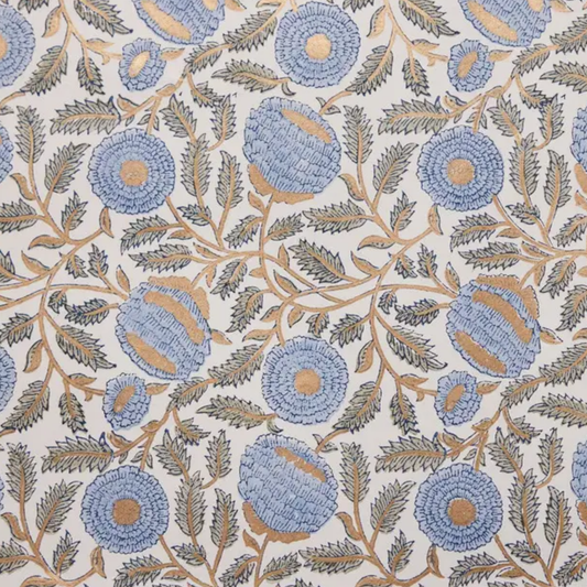 Blue & Gold Marigold Wrapping Paper