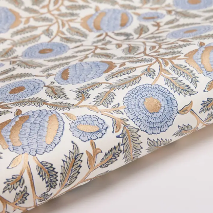 Blue & Gold Marigold Wrapping Paper