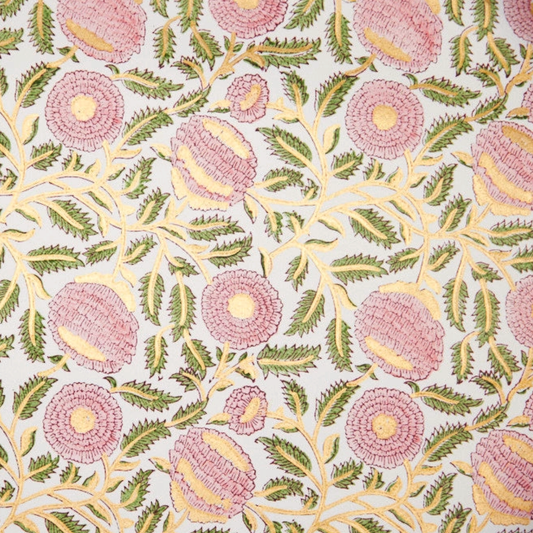 Pink & Gold Marigold Wrapping Paper