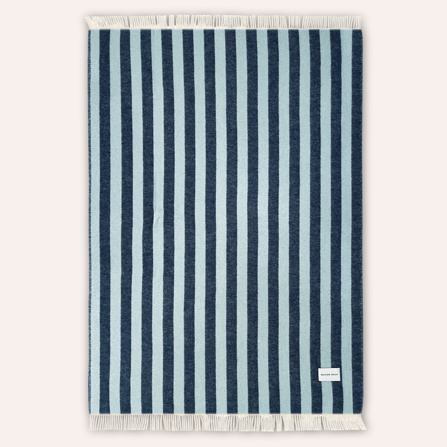 Wool Stripe Blanket, Navy & Ice Blue