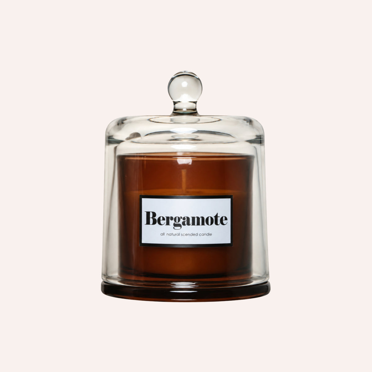 Amber Bell Candle with Cloche, Bergamot — glass