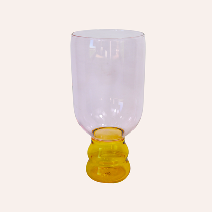 Two Tone Wine Glass, Pink & Yellow