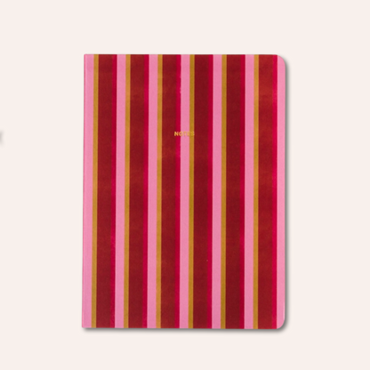 Stripe Notebook, Red & Pink