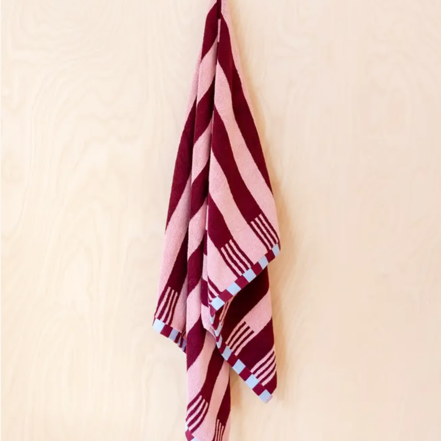 Cotton Stripe Towels, Pink & Bordeaux Red