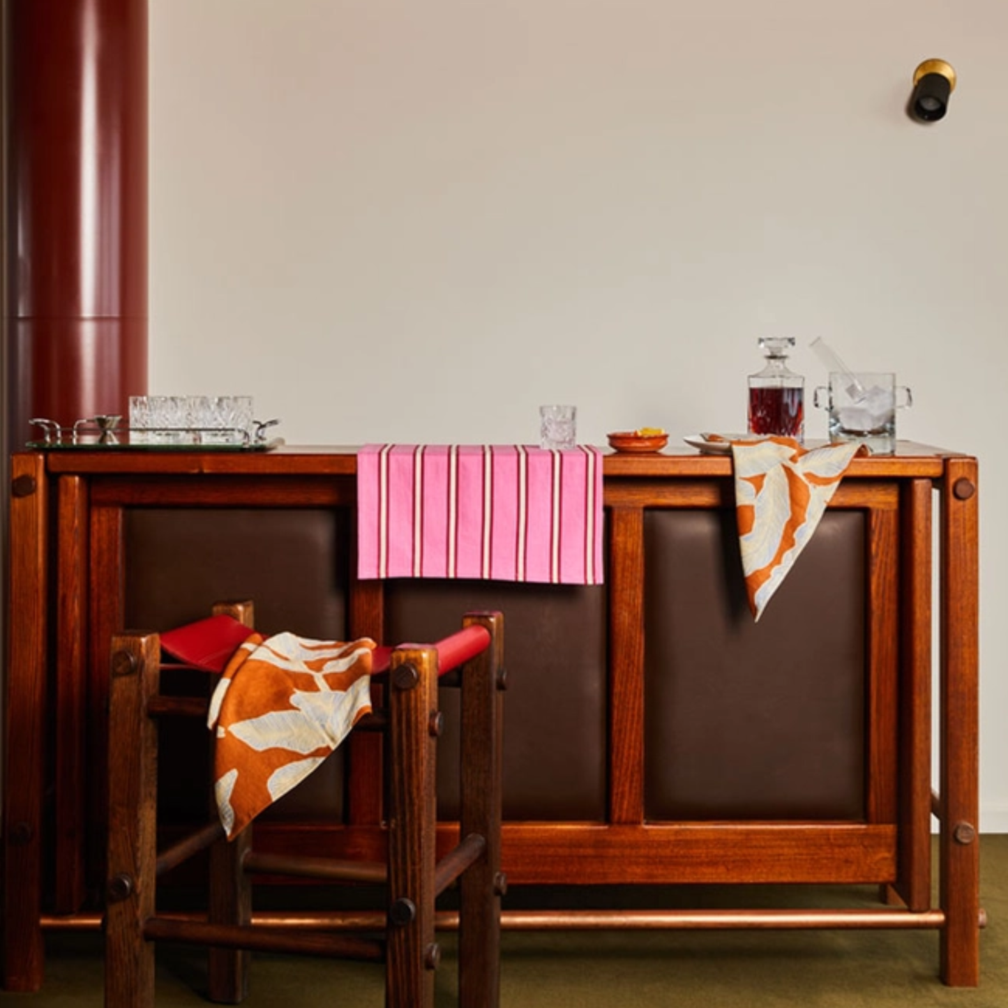 Stripe Tea Towel, Raspberry