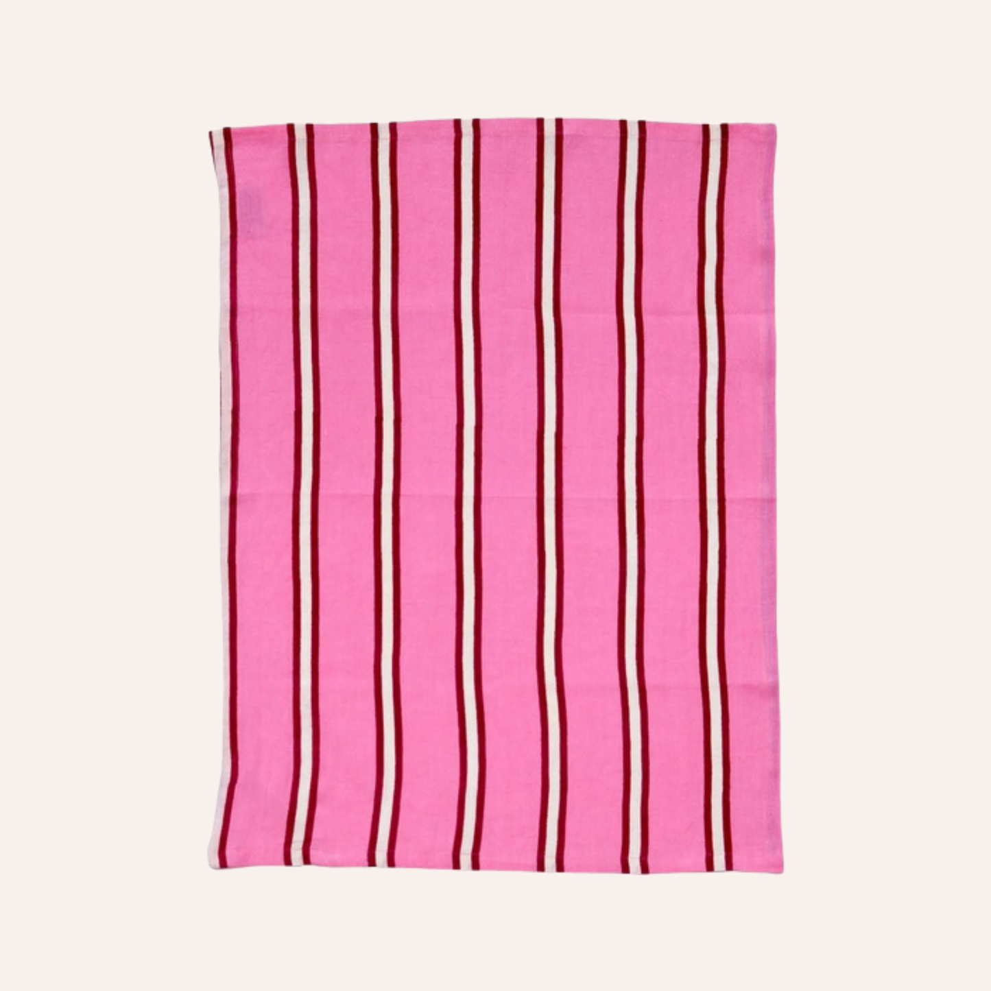 Stripe Tea Towel, Raspberry