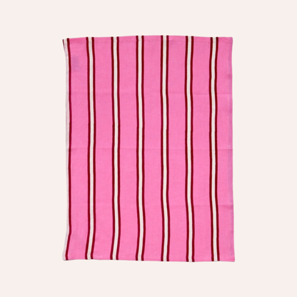 Stripe Tea Towel, Raspberry