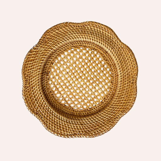 Scallop Charger Placemat, Rattan