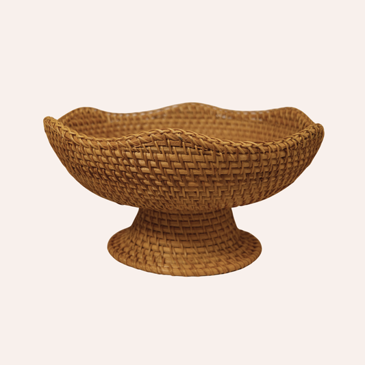 Scallop Pedestal Bowl, Rattan