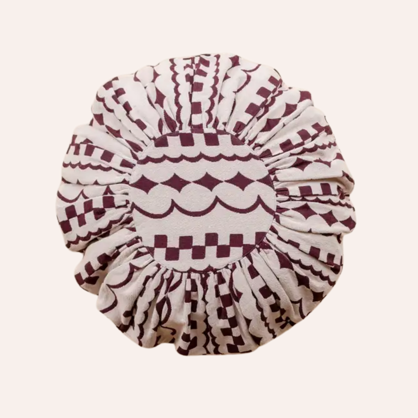 Round Cushion, Pink & Burgundy