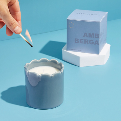 Blue Scallop Candle, Amber & Bergamot