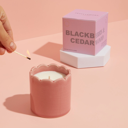 Pink Scallop Candle, Blackberry & Cedarwood