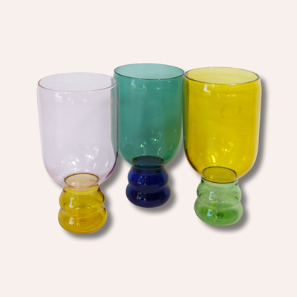 Two Tone Wine Glass, Pink & Yellow