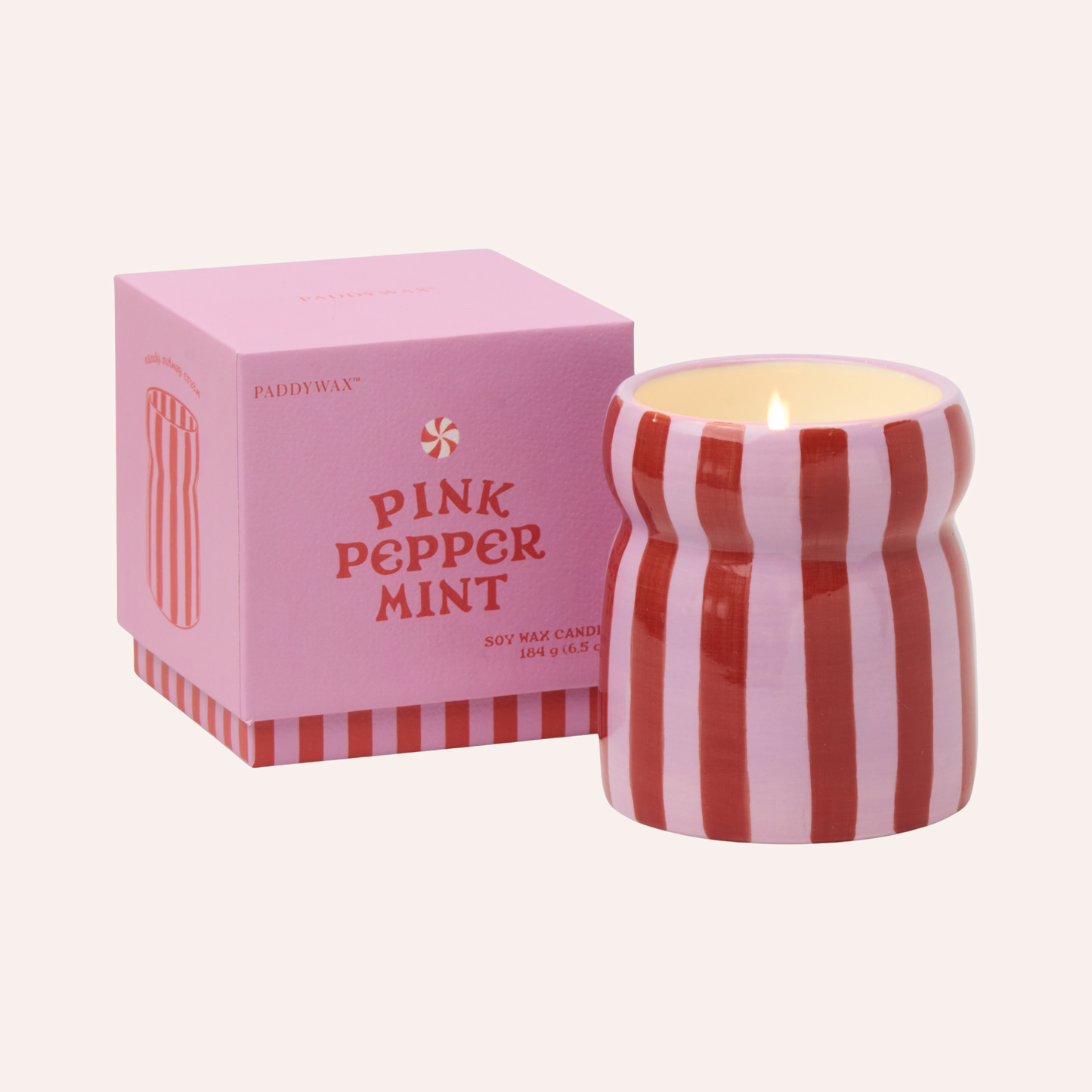 Stripe Candle, Pink Peppermint