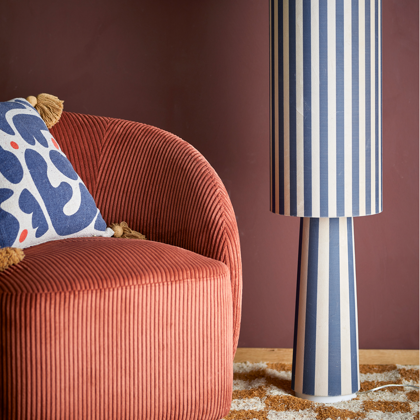 Stripe Floor Lamp, Navy