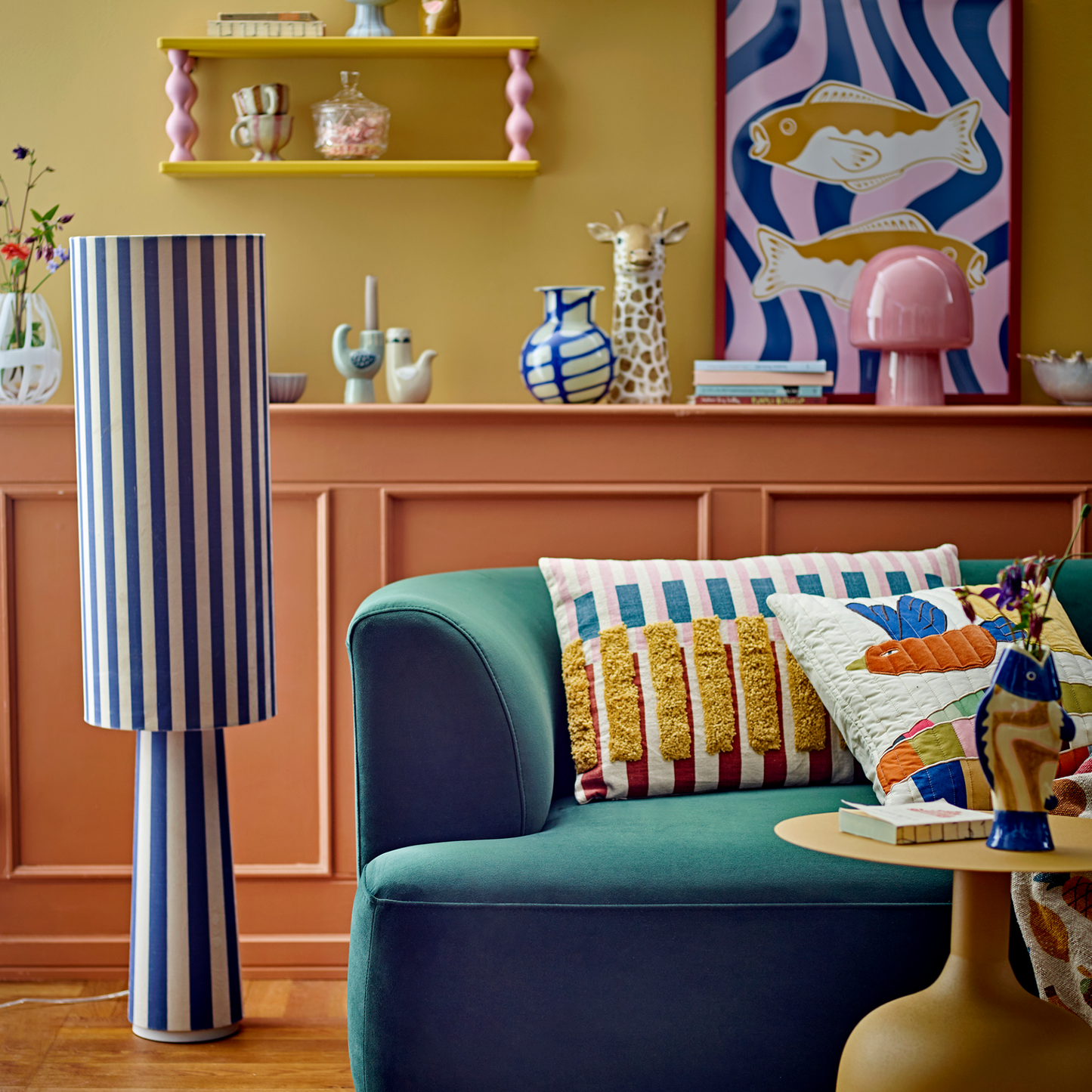 Stripe Floor Lamp, Navy