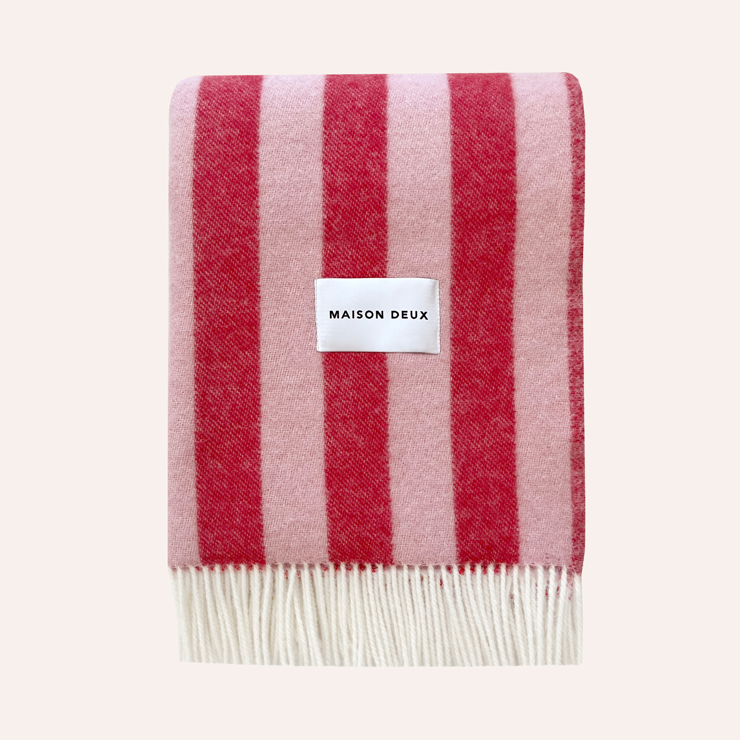 Wool Stripe Blanket, Cherry & Pink