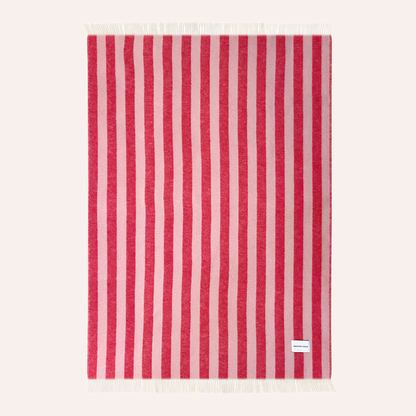 Wool Stripe Blanket, Cherry & Pink