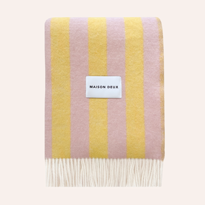 Wool Stripe Blanket, Yellow & Pink