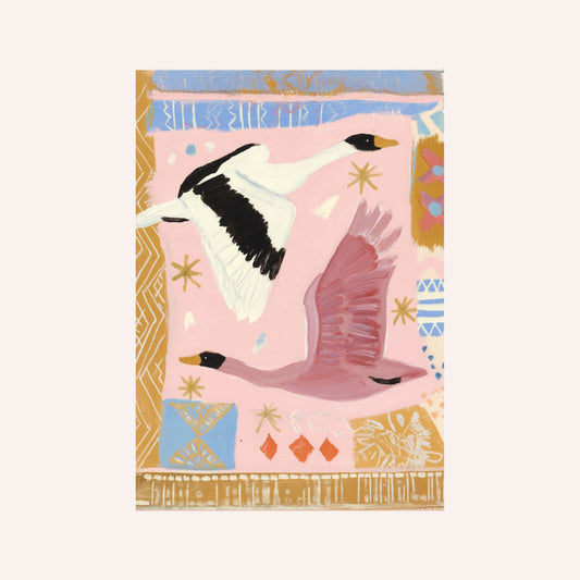 Swan Pastel Painting Print at House of Fibi