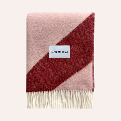 Wool Swirl Blanket, Bordeaux Red & Pink