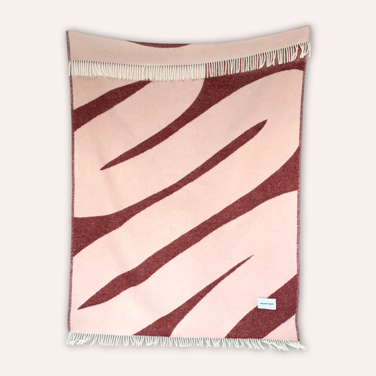 Wool Swirl Blanket, Bordeaux Red & Pink