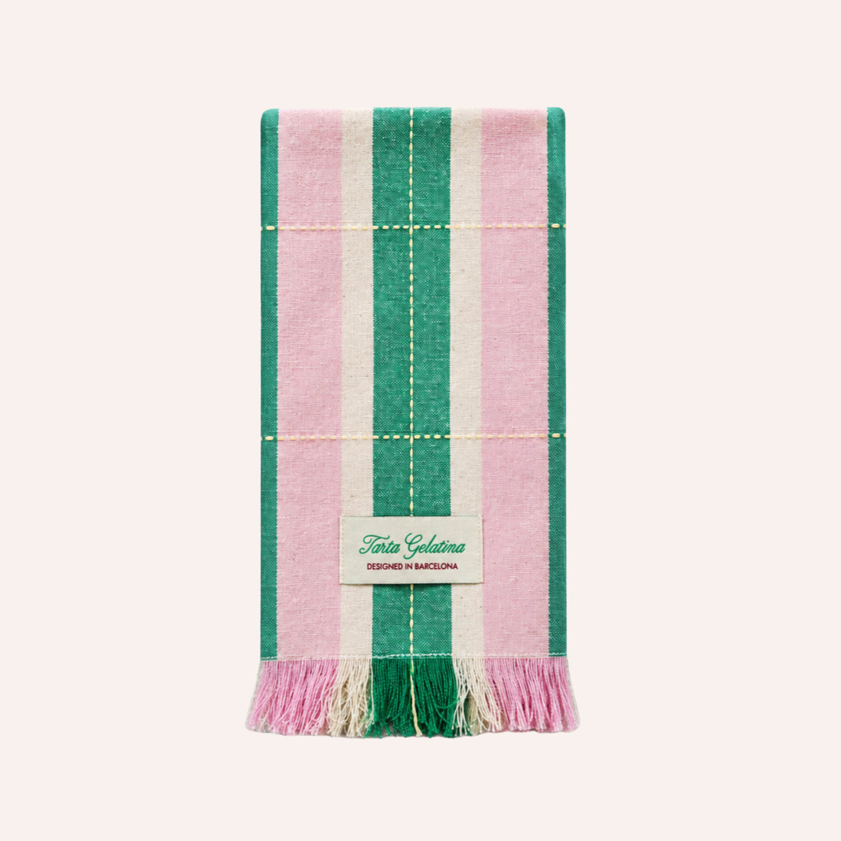 Tarta Gelatina Striped Napkins Set, Green & Pink