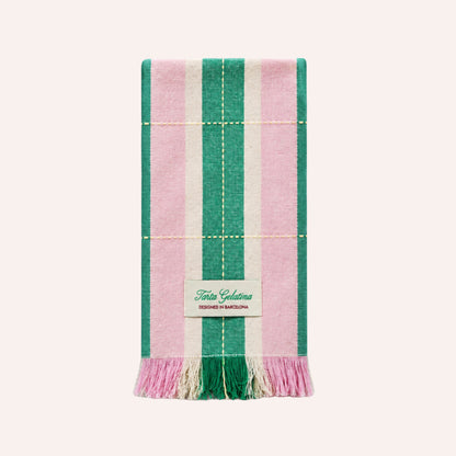 Tarta Gelatina Striped Napkins Set, Green & Pink
