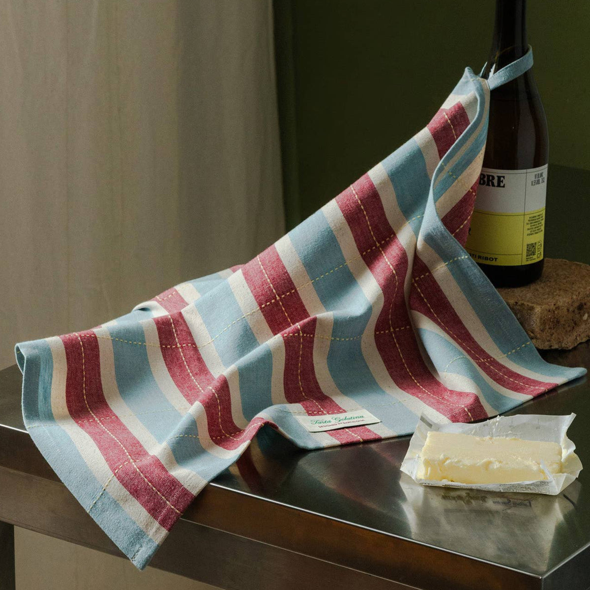 Tarta Gelatina Tea Towel, Burgundy & Blue