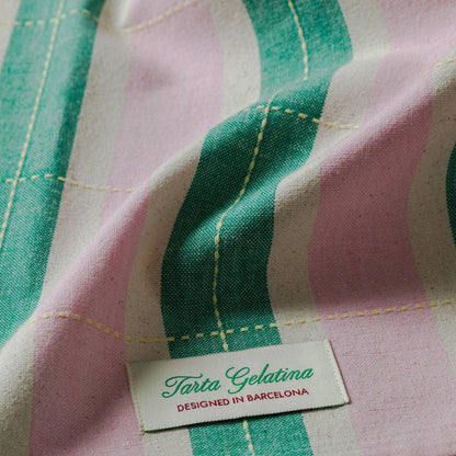 Tarta Gelatina Striped Tea Towel, Green & Pink