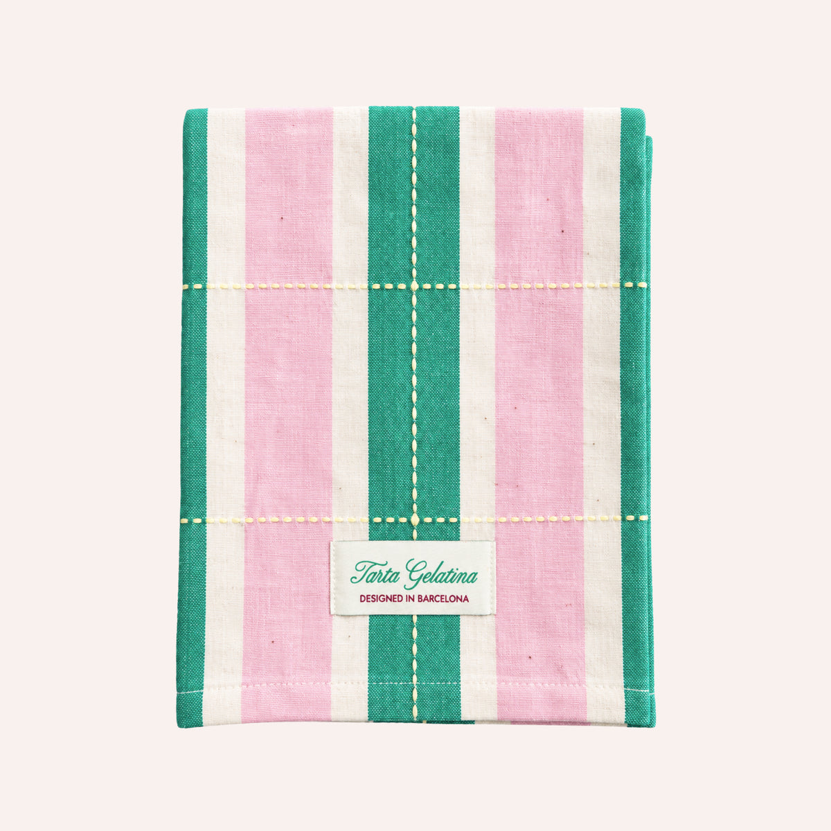 Tarta Gelatina Striped Tea Towel, Green & Pink