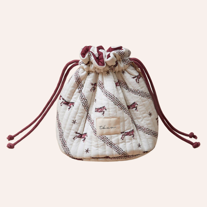 drawstring cotton wash bag horse print
