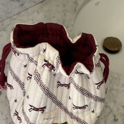 drawstring cotton wash bag contrasting lining