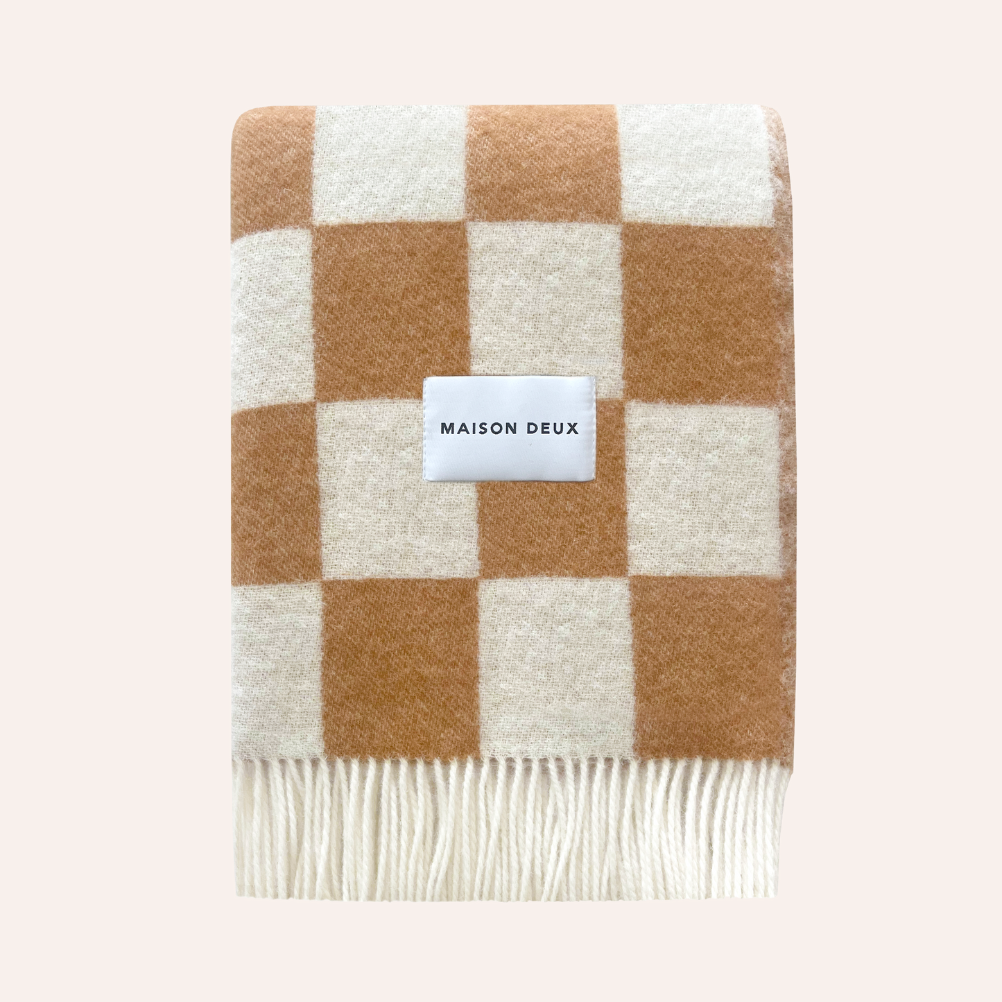 Wool Checkerboard Blanket, Terracotta