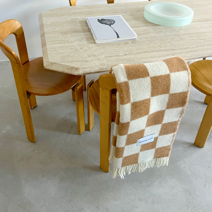 Wool Checkerboard Blanket, Terracotta