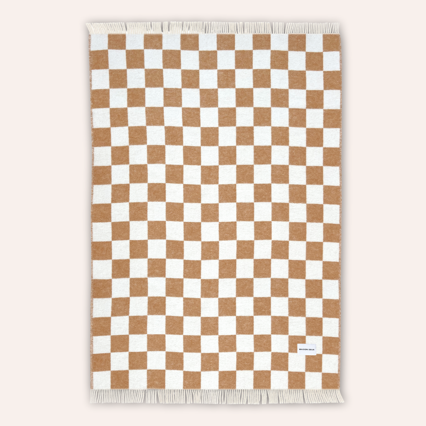 Wool Checkerboard Blanket, Terracotta