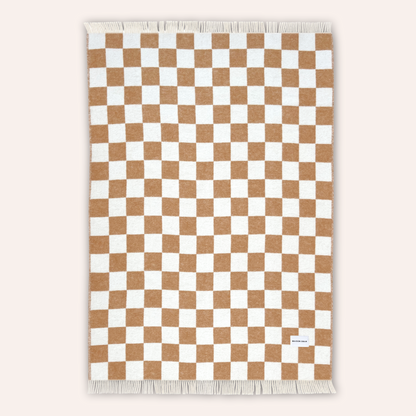 Wool Checkerboard Blanket, Terracotta