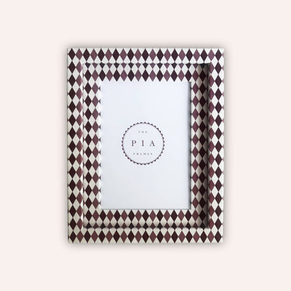 The Pia Frames Harlequin Frame, Burgundy & Blush at House of Fibi