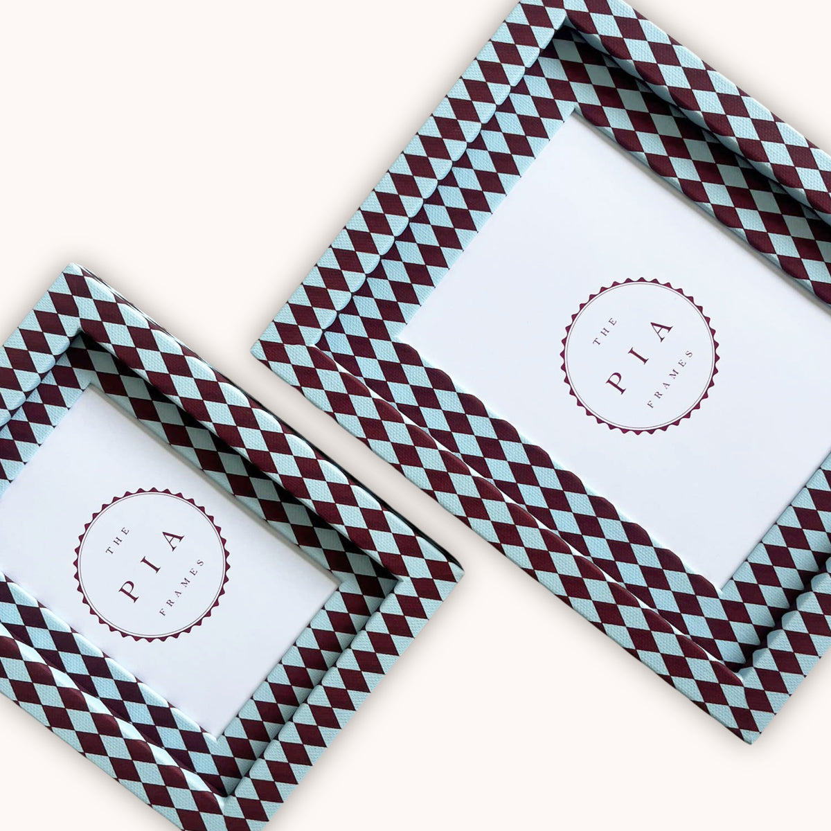 The Pia Frame Harlequin Frame, Burgundy & Blue at House of Fibi, product image 2