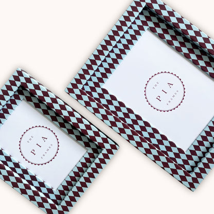 The Pia Frame Harlequin Frame, Burgundy & Blue at House of Fibi, product image 2