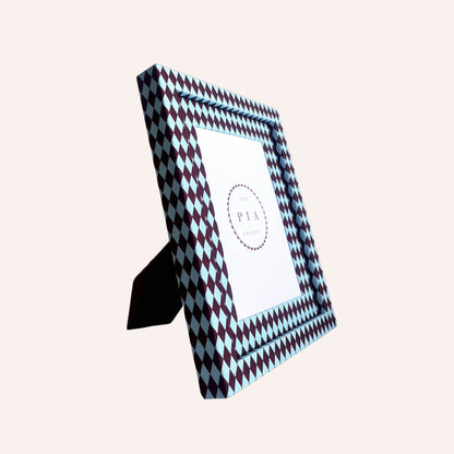 The Pia Frame Harlequin Frame, Burgundy & Blue at House of Fibi, product image 3