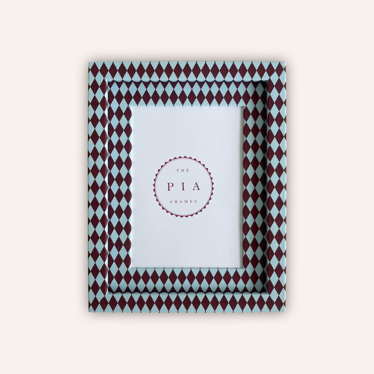 The Pia Frame Harlequin Frame, Burgundy & Blue at House of Fibi