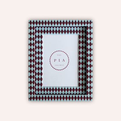 The Pia Frame Harlequin Frame, Burgundy & Blue at House of Fibi