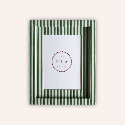 The Pia Frames Vanguard Stripe Frame, Green at House of Fibi