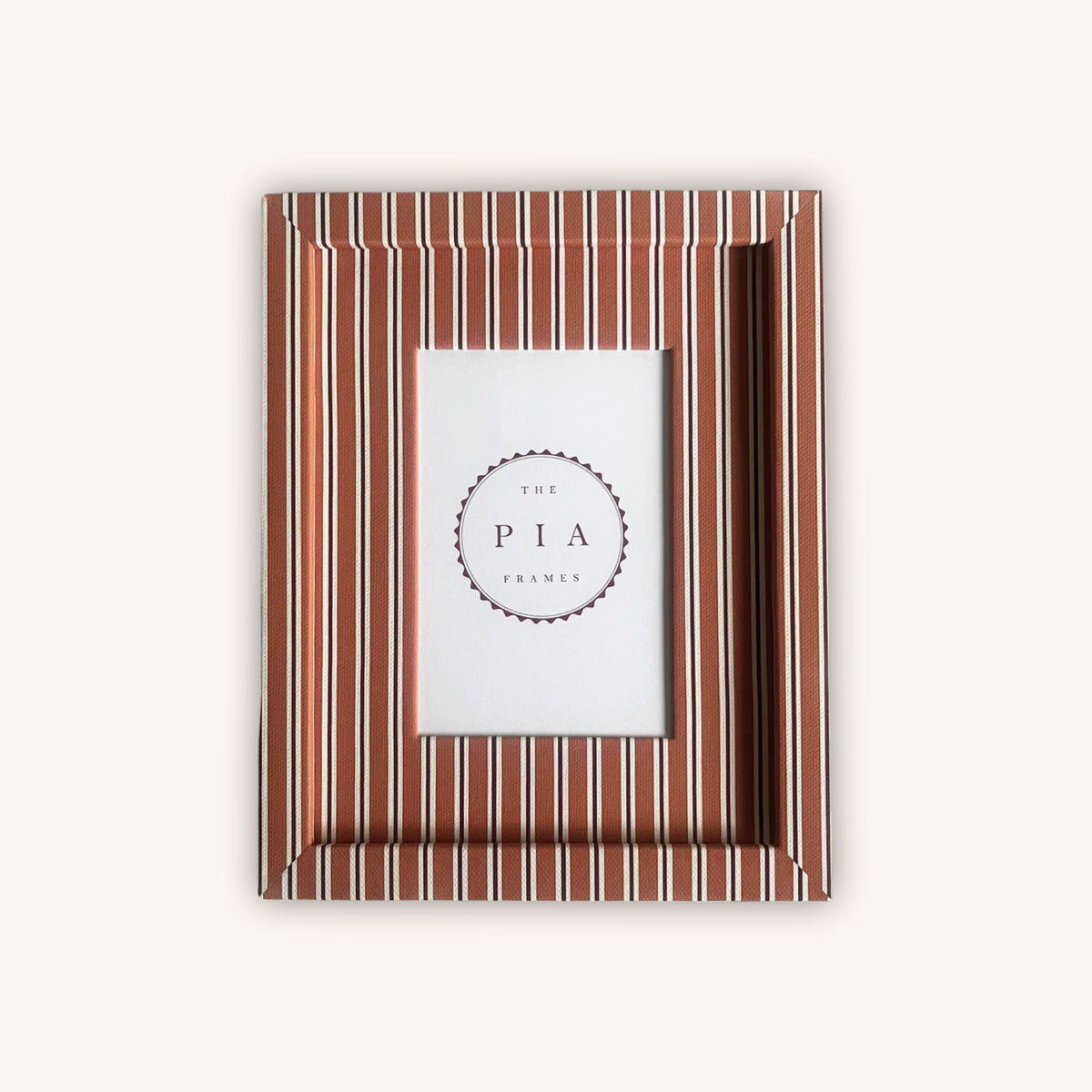 The Pia Frames Seaside Stripe Frame, Tangerine & Burgundy at House of Fibi