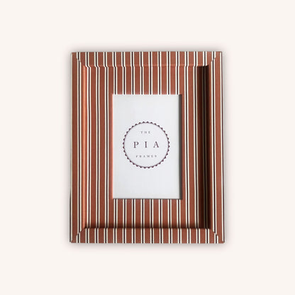 The Pia Frames Seaside Stripe Frame, Tangerine & Burgundy at House of Fibi