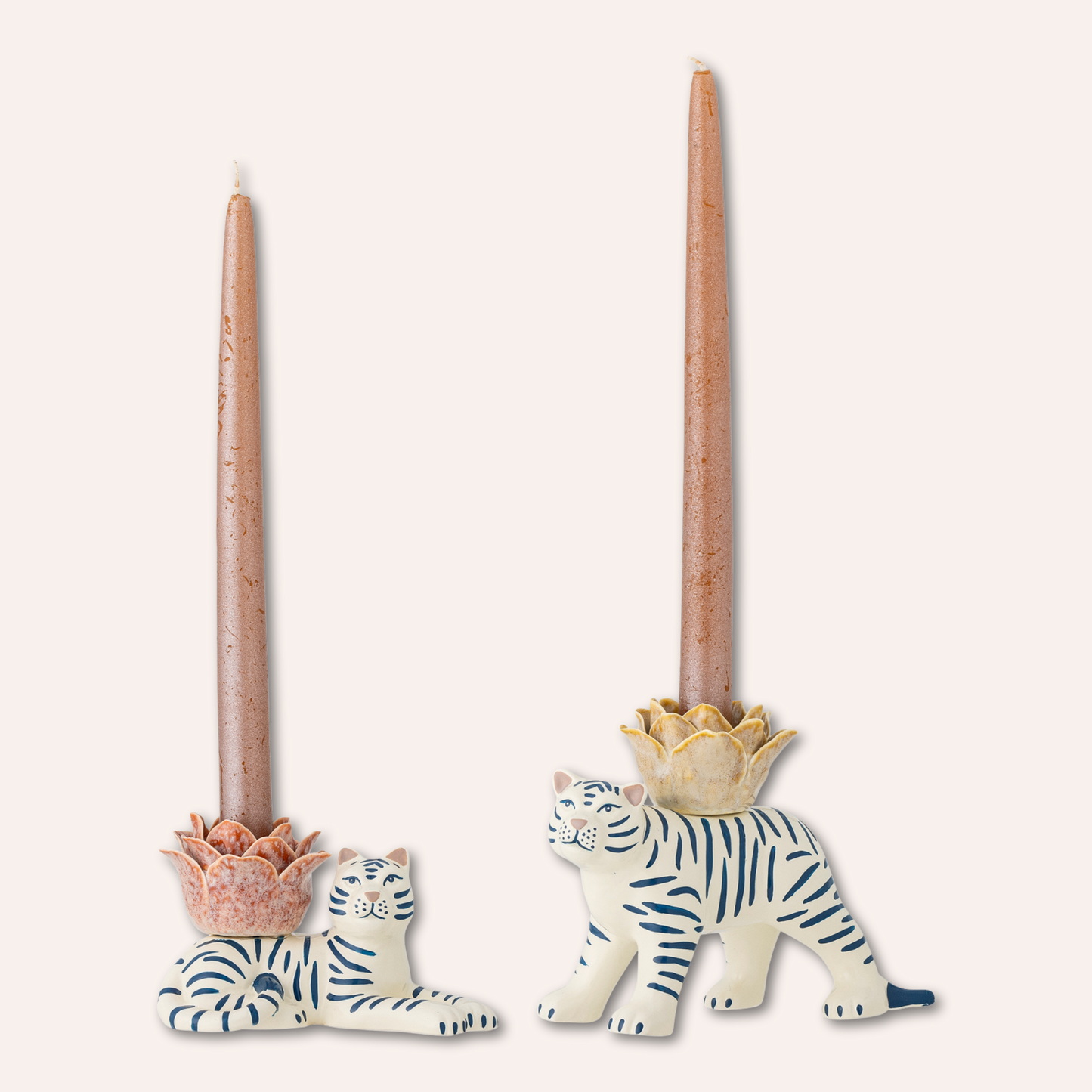 Tiger Candlestick Holder Set